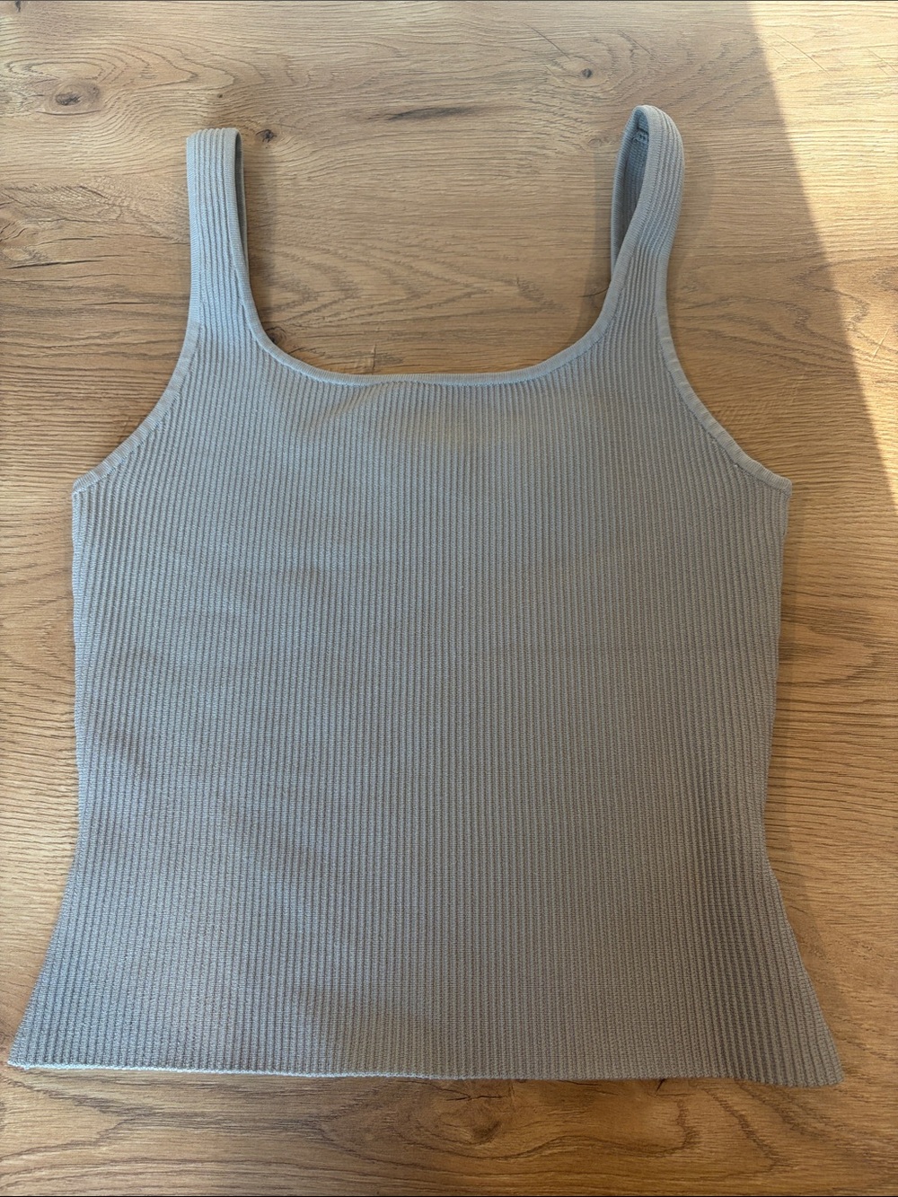 Aritzia Sculpt Knit Ribbed Square-Neck Tank - Light Gray